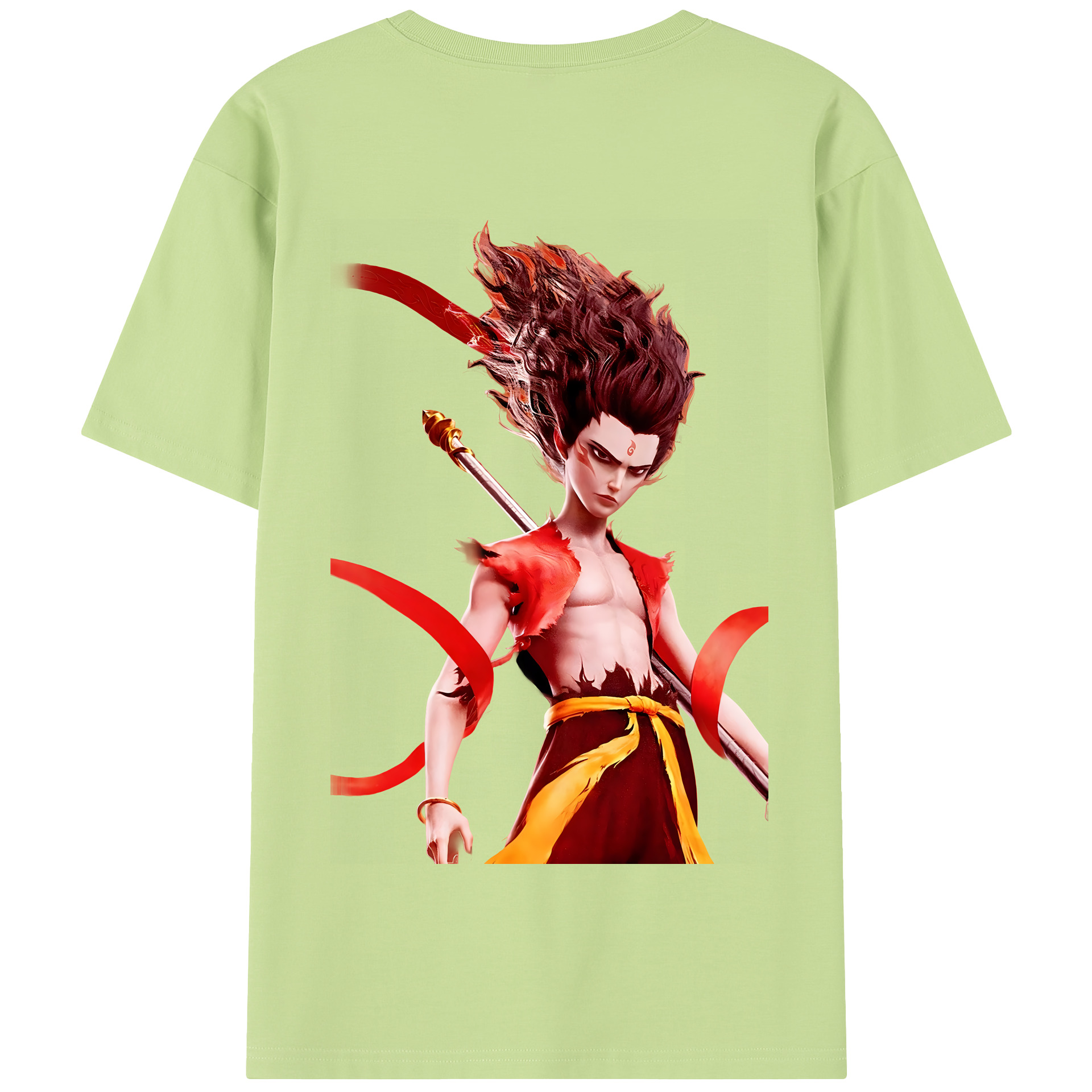 （画像用） Ne Zha 2 ナタ 魔童の大暴れ 綿100％半袖Tシャツ（背面プリント）